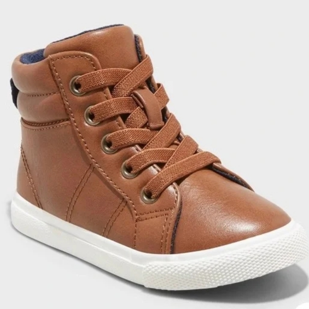 Cat & Jack Brown High-Top Kids Sneaker with White Sole